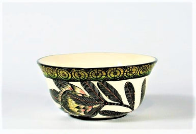 Protea flower bowl with circle pattern rim