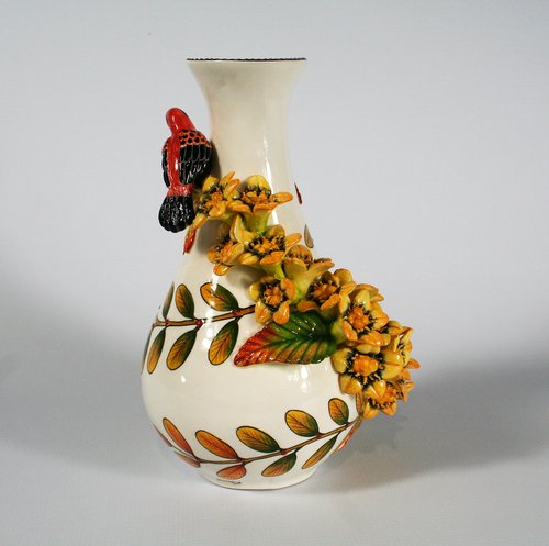 Medium Vase with sculpted yellow flowers