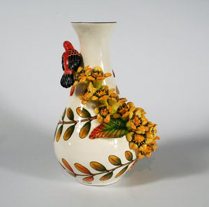 Medium Vase with sculpted yellow flowers