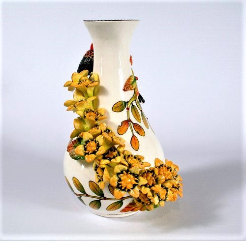 Medium Vase with sculpted yellow flowers