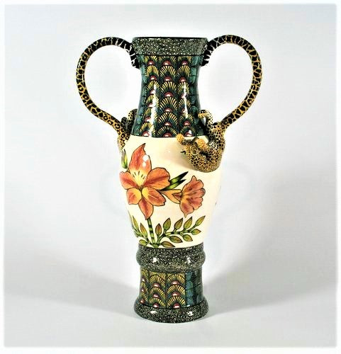 Leopard & Peacock large vase