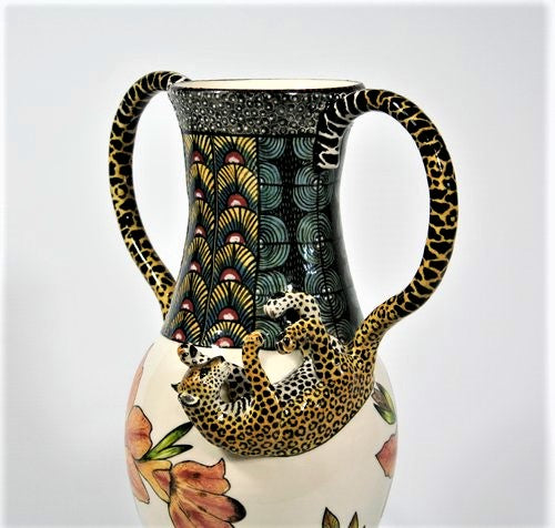 Leopard & Peacock large vase