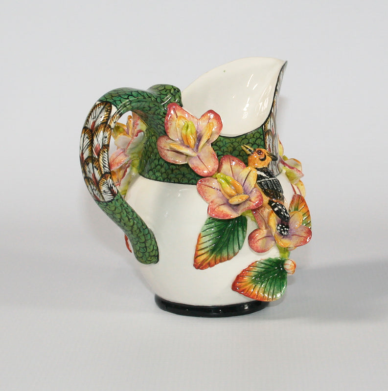 Flower jug with green handle