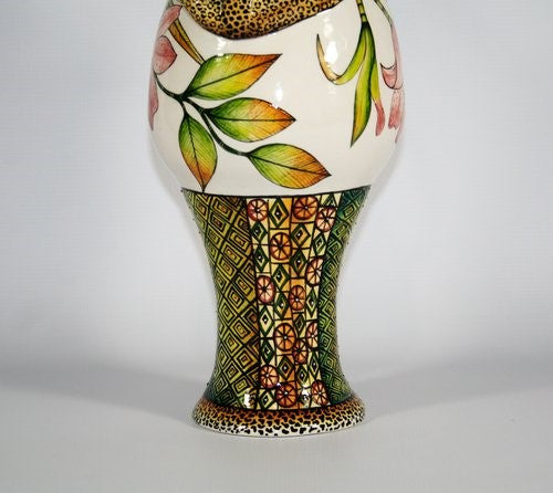 Leopard handle large vase