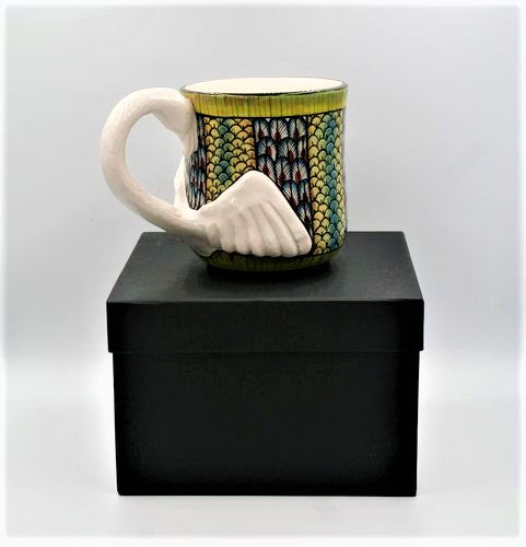Green & yellow Peacock pattern mug