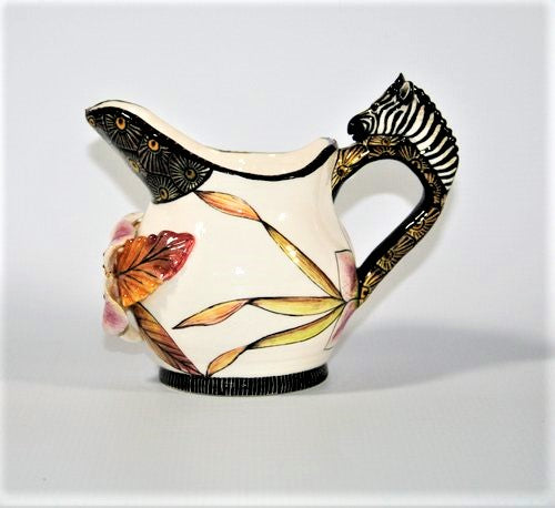 Zebra handle jug with flower