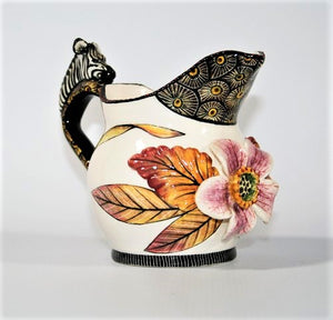 Zebra handle jug with flower