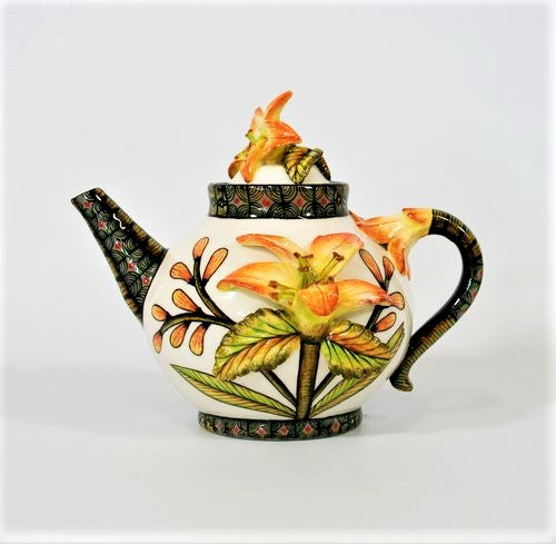 Orange Lily with two cups Coffee Set
