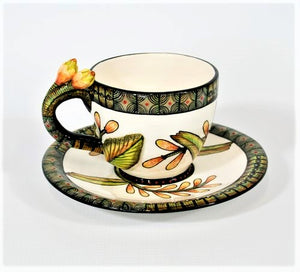 Orange Lily with two cups Coffee Set