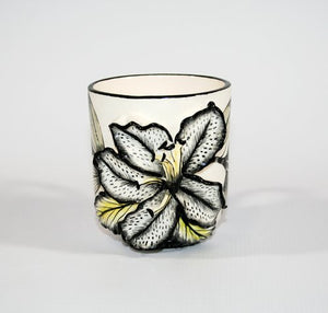 Black & White Mug with yellow highlight on flower