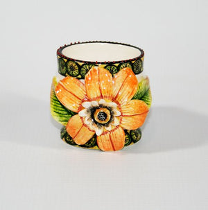 Kingfisher with flower and circle pattern egg cup