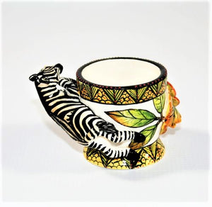 Zebra with flower egg cup