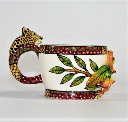 Small tea pot & cup with salmon flower and kingfisher