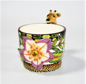 Coffee pot and three mugs with animal handles