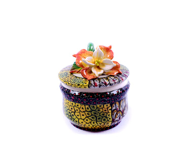 Salmon flower trinket box