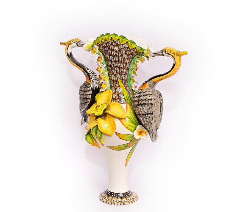 Large Heron Vase