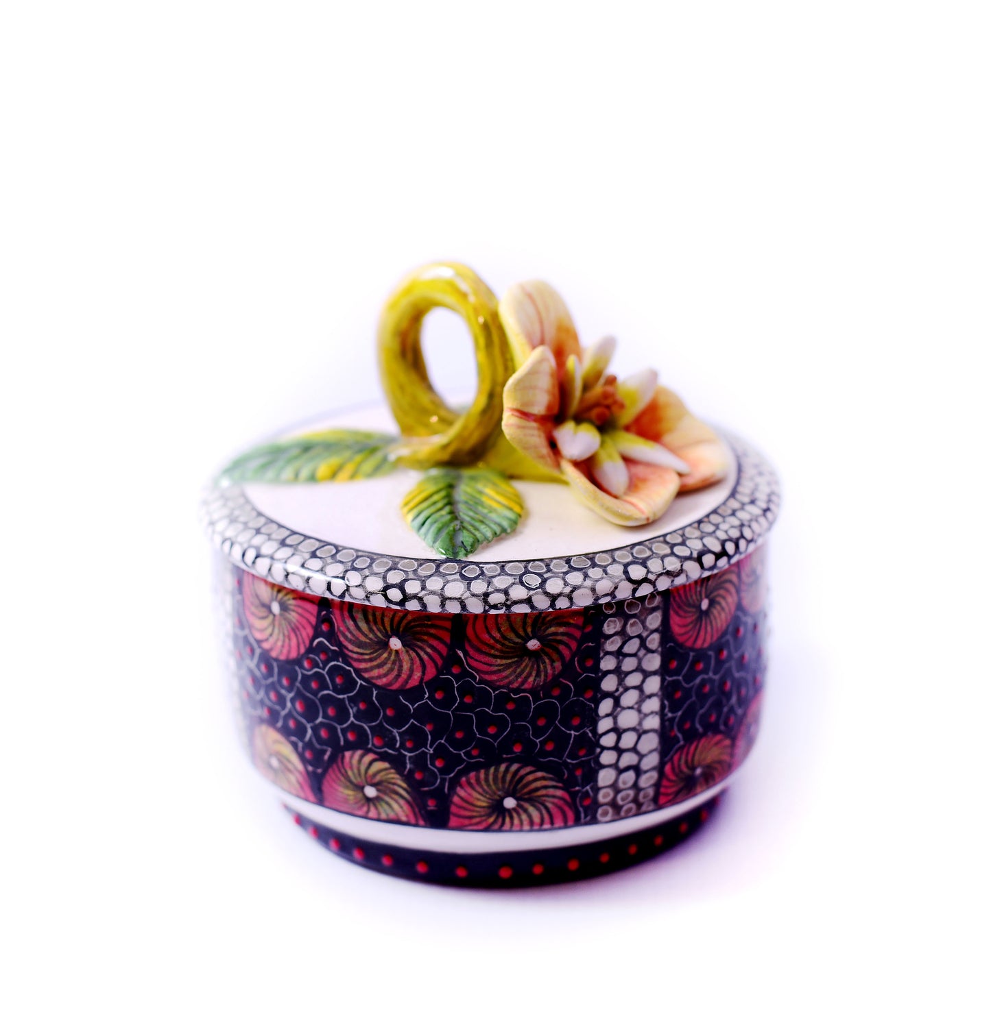 Yellow flower on white lid jewellery box